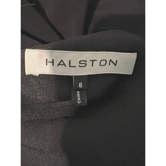 Halston,Sz 8 designer faux wrap connecting elastic waist wide leg cape jumpsuit - Picture 8 of 12